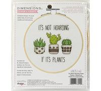 Dimensions 72-76919 Hoarding Plants Counted Cross Stitch Kit for Beginners, 6" D, 14 Cnt. White Aida, 5pcs