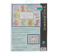 Dimensions 73472 D73472 Counted Cross Stitch Craft Kit Zoo Alphabet Baby Birth Record Personalized B/REC, White,30 x 23 cm