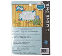 Dimensions Birth Record Mini: Woodland Creatures Counted X Stitch, 100% Cotton, White, 17.7 x 12.7 x 0.1 cm