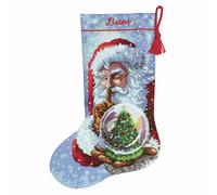 Dimensions Counted Cross Stitch Kit 16" Long-Santa's Snowglobe Stocking