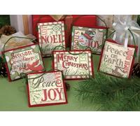 Dimensions - Counted Cross Stitch Kit - Christmas Sayings Ornaments - 08827 - Arts and Crafts for Adults - 14 Count Aida - Set of 6