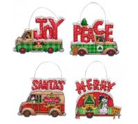 Dimensions Counted Cross Stitch Kit Decoration Holiday Truck Set of 4