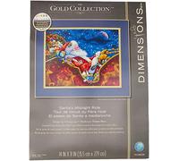Dimensions Counted Cross Stitch Kit Santa's Midnight Ride Cotton Navy 14" x 11" 18ct