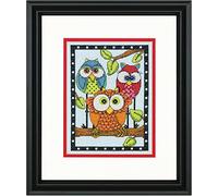Dimensions Counted Mini: Owl Trio, Aida, Light Blue, 11.6 x 8.5 x 0.7 cm