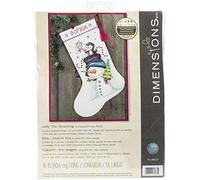 Dimensions Counted X Stitch-Jolly Trio Stocking, 100% Cotton, White, 40.6 x 20 x 0.1 cm
