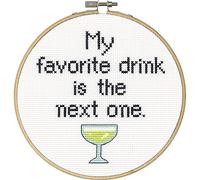 Dimensions Favourite Drink Counted X Stitch, 100% Cotton, White, 15.5 x 15.5 x 0.5 cm
