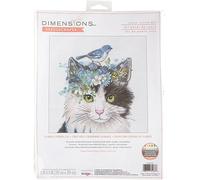 Dimensions Floral Crown Cat Counted Cross Stitch Kit, Multicolor 4 Piece