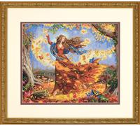 Dimensions Gold 16ct Counted Cross Stitch Fall Fairy Size: 35 x 30cm Grey Aida