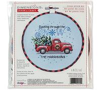 Dimensions Holiday Family Truck Christmas Counted Cross Stitch Kit for Beginners, 6" D, 14 Cnt. White Aida 5 Piece