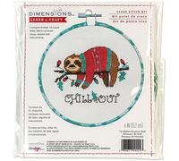 Dimensions Learn-A-Craft Counted Cross Stitch Kit 6" Round-Christmas Sloth (14 Count)