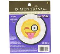 Dimensions Learn-A-Craft Tongue Out Emoji Mini Counted Cross Stitch Kit-3" 11 Count