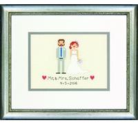 Dimensions Counted Mini: Wedding Record Bride and Groom, Aida, Ivory, 11.6 x 8.5 x 0.7 cm