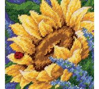 Dimensions Mini Needlepoint Kit 5"X5"-Sunflower & Ladybug Stitched In Thread