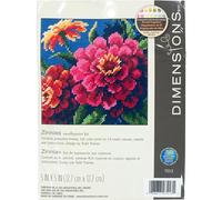 Dimensions Mini Needlepoint: Zinnias, Polyester blend, Multicoloured, 13 x 13 x 0.2 cm