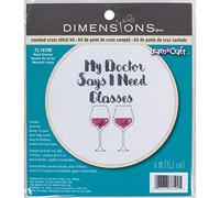 Dimensions Need Glasses Counted Cross Stich Kit, Bamboo, 14 White Aida, 6" Diameter