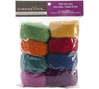 DIMENSIONS Roving Wool Felting (Pack of 8, Rainbow Multi Colour),72-74002