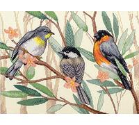 Dimensions Songbird Tree Toppers Counted Cross Stitch Kit, 14 Ct. Ivory Aida, Cotton, Multicolor, Finished Project 12" x 9"