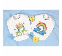 Dimensions Stamped Cross Stitch: Bibs: Noah's Ark, Polyester blend, Multi-Colour, 23 x 35 x 0.2 cm