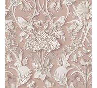 Fine Decor Dimensions Woodland 3D Effect Design Cute Animals, Rabbits, Bees, Birds and Leafs in a Soft Light and Pink Tone Wallpaper Perfect for Nursery, Kids Bedroom and Feature Walls (FD43607)