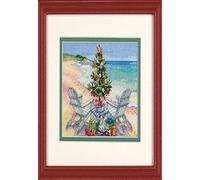 Dimensions Xmas ON The Beach, Cotton, White, by The Yard