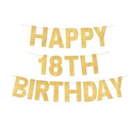 Dimetey ""Happy 18th Birthday"" Birthday Banner,3M Long Gold Glitter 18th Banner Great for Boy & Girl's 18th Birthday Party Decor (Gold 18th)