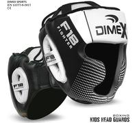 Dimex Kids Boxing Head Guard MMA Muay Thai Martial Arts Headgear Rex Leather CE Approved Chin, Cheek & Ear Protection (White)