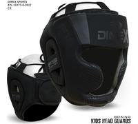 Dimex Kids Boxing Head Guard MMA Muay Thai Martial Arts Headgear Rex Leather CE Approved Chin, Cheek & Ear Protection (Matte Black)