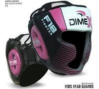 Dimex Kids Boxing Head Guard MMA Muay Thai Martial Arts Headgear Rex Leather CE Approved Chin, Cheek & Ear Protection (Pink)