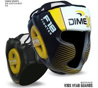 Dimex Kids Boxing Head Guard MMA Muay Thai Martial Arts Headgear Rex Leather CE Approved Chin, Cheek & Ear Protection (Yellow)