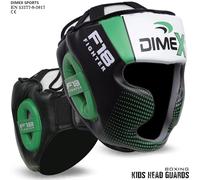 Dimex Kids Boxing Head Guard MMA Muay Thai Martial Arts Headgear Rex Leather CE Approved Chin, Cheek & Ear Protection (Green)