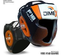 Dimex Kids Boxing Head Guard MMA Muay Thai Martial Arts Headgear Rex Leather CE Approved Chin, Cheek & Ear Protection (Orange)