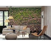 DIMEX LINE Non-Woven Photo Wallpaper Brick WALL with Moss 375 x 250 cm - Non-Woven Wallpaper, wall Mural, wall Art - Wallpaper for Living Room, Bedroom, Office, Kitchen