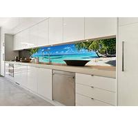 DIMEX LINE Self-Adhesive Kitchen Backsplash Film Beach in Paradise | Adhesive Foil - Decorative Foil - Splash Guard for Kitchen | Made in EU - 350.01 cm × 60.00 cm