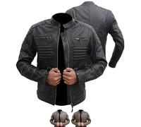 Dimex Motorcycle Leather Jacket - Genuine Black Cowhide Biker Jacket for Men with Armour - Motorbike Riding Gear - Classic Cruiser Style