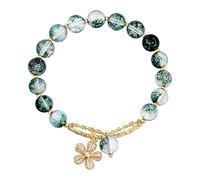 Dimfurke Cherry Green Bracelet Women's Summer Design And Prosperous Career Transfer Beads Hand Beaded Bracelet Mens Classic Watch (A, One Size)