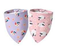 Dimidium 2-Pack Easter Dog Bandanas-Cute Purple Bunny & Pink Lamb Floral Print, Snap Button Adjustable Pet Scarf,for Easter Photos&Spring Outings for Small-Medium Breeds(5-30lbs)