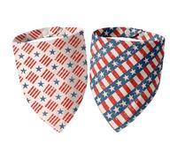 Dimidium Independence Day 2 Styles Retro USA Flag Dog Bandana Bundle, Vintage Stars & Stripes Print Pet Triangle Scarf, Patriotic Holiday Dog Accessories for Medium & Large Breeds(5-30lbs)