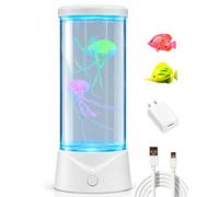 Dimind Jellyfish Lamp, 7 Color LED Changing Jelly Fish Light Lamp with Quiet Motor, Lifelike Movements, Jellyfish Decor for Bedroom, Office, Sensory Lamp Great Gifts for Kids (White)