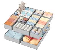 DIMJ 12 Pack Drawer Organisers Foldable Storage Box Fabric Drawer Dividers Wardrobe Storage Organiser Storage Cubes for Bras, Socks, Underwear, Ties, Scarves, Cosmetics