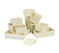 DIMJ 12 PCS Dresser Drawer Organiser Fabric Storage Box Foldable Wardrobe Storage Organiser Drawer Dividers Storage Cubes for Socks, Underwear, Ties, Scarves, Cosmetics (Beige)