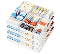 DIMJ 20Pack Closet Drawer Organisers - Home Storage Organisation Boxes for Clothes, Bra, Sock, Tie, Belt, Undearwear, Cosmetics, White