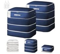 DIMJ 260L Duvet Storage Bags - Large Capacity Bedding Storage 4-Layer Ultra Space Saving Self Compression Organiser, Washable Compression Packing Cubes for Move-Dorm-Cloth-Bed, 2-Pack, Navy Blue
