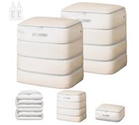 DIMJ 260L Duvet Storage Bags - Large Capacity Bedding Storage 4-Layer Ultra Space Saving Self Compression Organiser, Washable Compression Packing Cubes for Move-Dorm-Cloth-Bed, 2-Pack, Beige