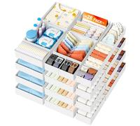 DIMJ 28Pack Draw Dividers Storage - Foldable Wardrobe Storage Organiser for Underwear, Clothes, Bras, Socks, Tie, Belt, Cosmetics - White Drawer Divider Boxes