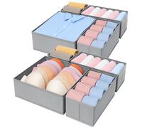 DIMJ Collapsible Wardrobe Drawer Organiser - 8 Pack Closet Organizer with 3 Sizes, Drawer Dividers for Clothes, Underwear, Socks, Ties, Bras, Baby Items, Multipurpose Wardrobe Storage Organiser