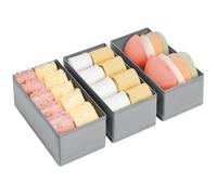 DIMJ Drawer Organiser Clothes - Underwear Organizer Small Sock Organiser Closet Organizers and Storage Box Dresser Organizer,Drawer Dividers for Baby Clothes,Bra,Socks, Belt, Tie, Set of 3,Grey