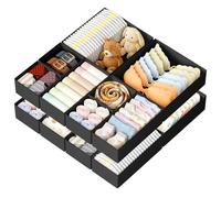 DIMJ Drawer Organisers and Clothes Dividers - 12 Pack Fabric Wardrobe Storage Cubes Foldable Draw Box for Socks, Underwear, Baby Clothing, Ties, Nursery, Bedroom, Chest of Drawers, Black