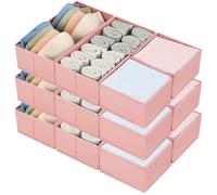 DIMJ Drawer Organizers for Clothing, Set of 12 Dresser Drawer Organizers, Fabric Closet Organizers and Storage, Drawer Dividers for Baby Clothes, Socks, Belt, Tie (Pink)