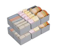 DIMJ Sock Drawer Organisers, Underwear Storage, Tie Organiser 8 Pack, Grey