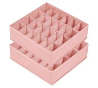 DIMJ Sock Organizer Drawer Dividers - 2 Pack Underwear Organiser, 24 Cells Collapsible Closet Organisers and Storage Sock Holders Organisers for Storing Socks, Ties, Belts(Pink)